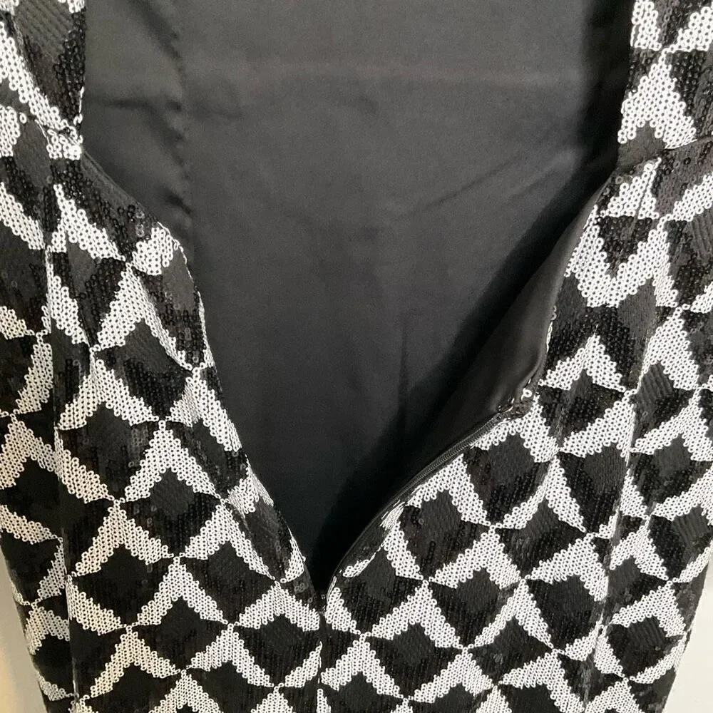 Ramy Brook Celia Sequin Maxi Dress In Black Checkmate - Picture 12 of 15